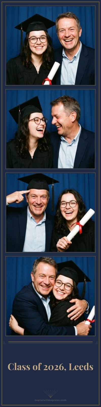 XL 8x32 graduation photo strip with four colour photobooth photos