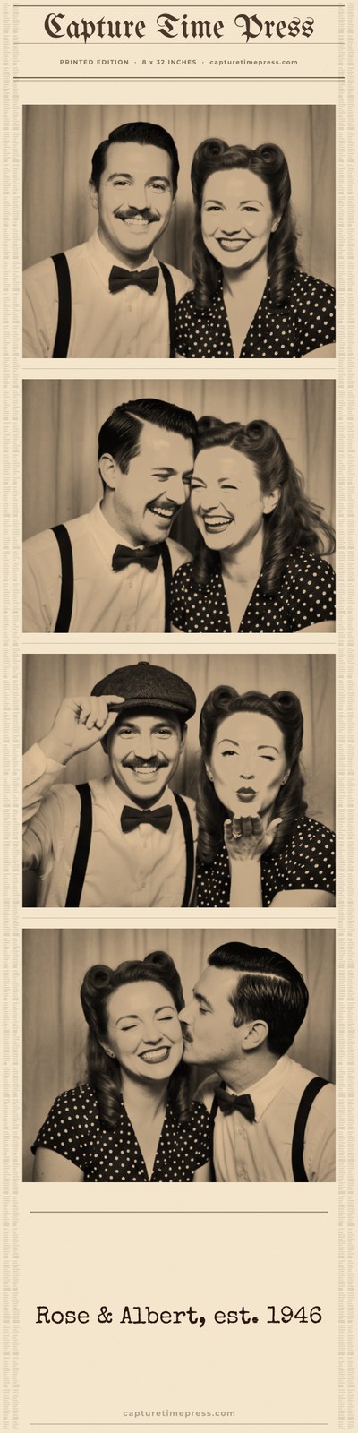 XL 8x32 vintage sepia photo strip with four photobooth photos